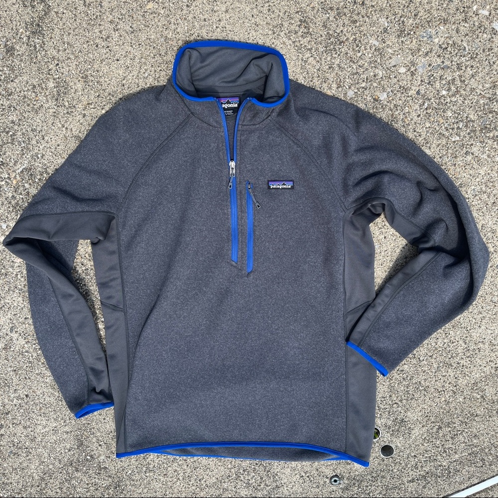 Patagonia Men's 1/4 Zip Sweatshirt  Large Grey Blue trim Excellent condition